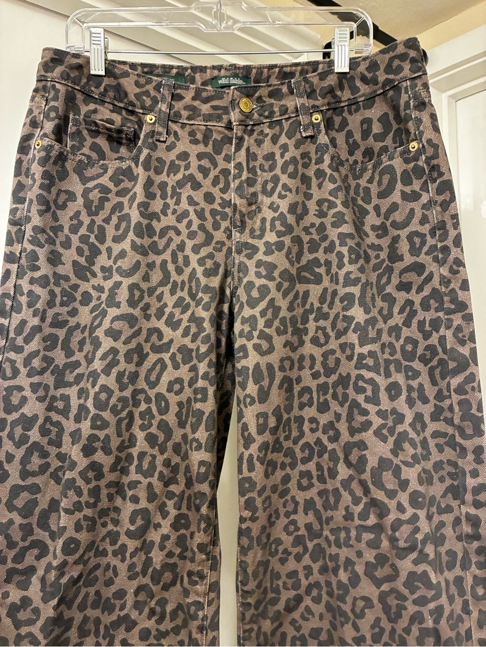 Vintage Streetwear Denim Cheetah Print Jeans Wide-Leg - Picture 3 of 9